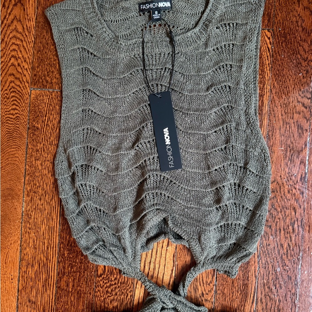 Olive Green Cut-Out Ribbed Two-Piece Set - Picture 5 of 9